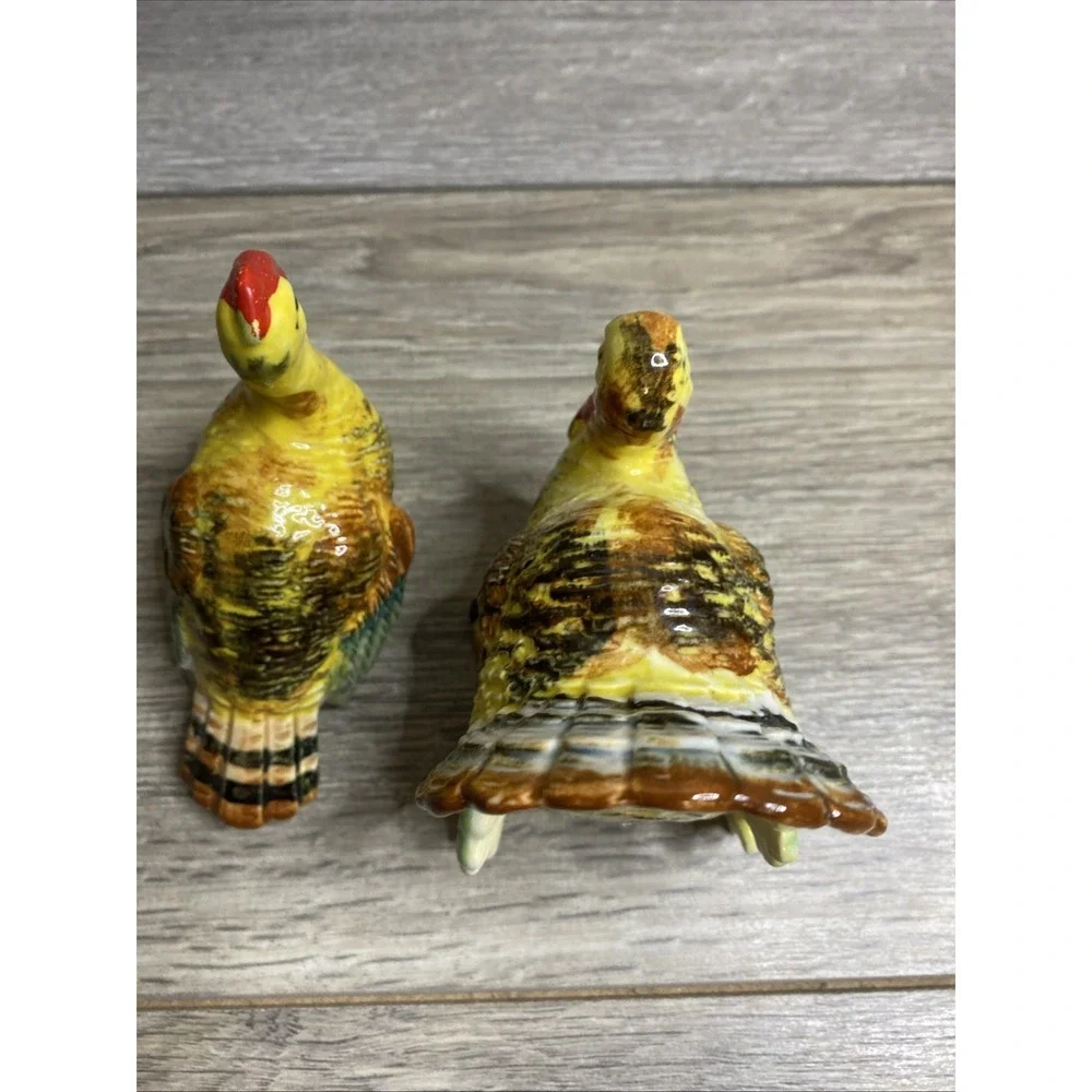 Ceramic Turkey Salt and Pepper Shaker Set W Corks Thanksgiving Seasonal Decor